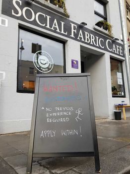 Close-up of the Social Fabric Café's sandwich bar